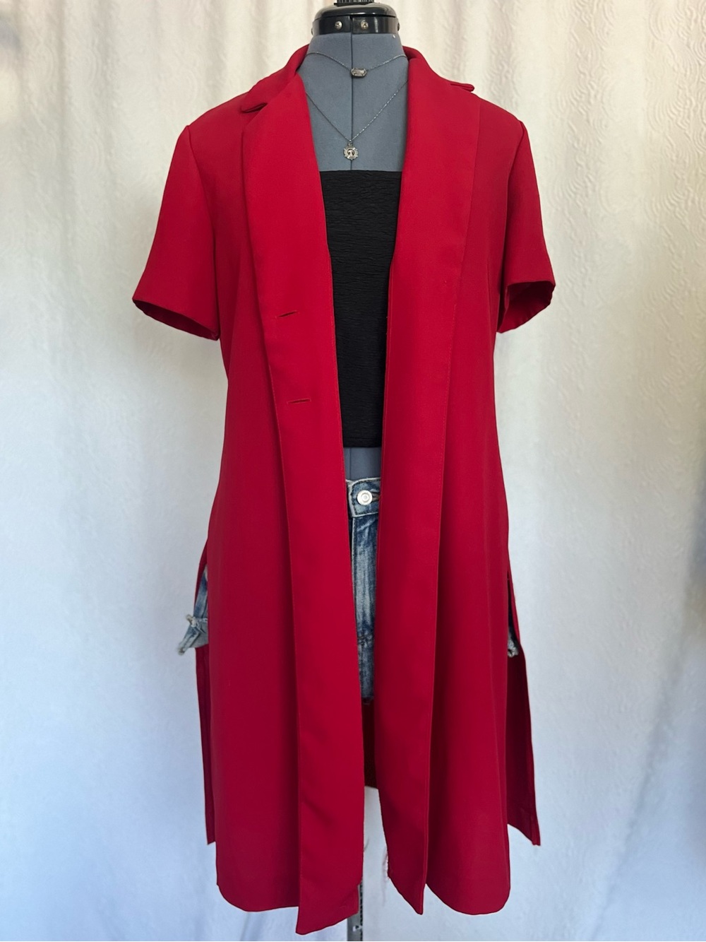Bahari Red Short Sleeve Kimono